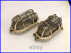 Nautical Solid Brass Marine Ship Lights Wall /Cover Passageway Light Set Of 2