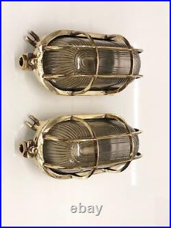 Nautical Solid Brass Marine Ship Lights Wall /Cover Passageway Light Set Of 2