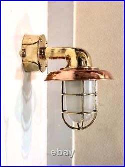 Nautical Style Marine Vintage Brass Swan Light with Copper Shade & Junction Box