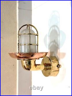 Nautical Style Marine Vintage Brass Swan Light with Copper Shade & Junction Box