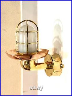 Nautical Style Marine Vintage Brass Swan Light with Copper Shade & Junction Box