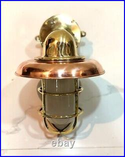 Nautical Style Marine Vintage Brass Swan Light with Copper Shade & Junction Box