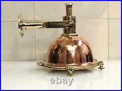 Nautical Style Solid Brass and Copper Vintage Ship Pendant Light with Mount Base