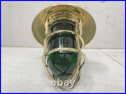 Nautical Style Vintage Brass Wall Sconce Shade Light with Green Red Glass