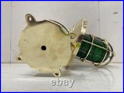 Nautical Style Vintage Brass Wall Sconce Shade Light with Green Red Glass