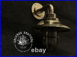 Nautical Style Wall Sconce Bulkhead Light Solid Brass With Shade