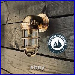 Nautical Vintage Antique Marine Brass Wall Mount Indoor/Outdoor Bulkhead Light