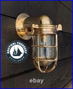 Nautical Vintage Antique Marine Brass Wall Mount Indoor/Outdoor Bulkhead Light