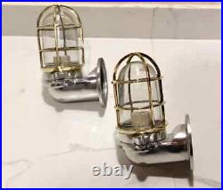 Nautical Vintage Japanese style Aluminum & Brass Bulkhead Wall Light 2 Pcs