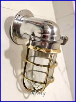 Nautical Vintage Japanese style Aluminum & Brass Bulkhead Wall Light 2 Pcs