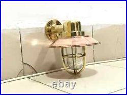 Nautical Vintage Light Brass Marine Antique Light with Shade 2 Pcs