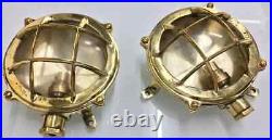 Nautical Vintage Light Solid Brass Marine Bulkhead Antique Deck Light 2 Pcs