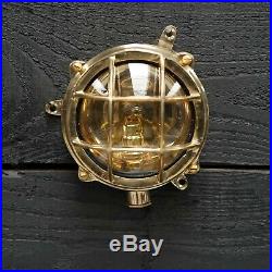 Nautical Vintage Marine Brass Bulkhead Wall Light 6in Diameter