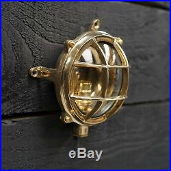 Nautical Vintage Marine Brass Bulkhead Wall Light 6in Diameter