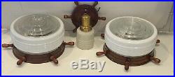 Nautical Vintage Mid Century 2 Ceiling Light Fixtures 1 Wall Sconce