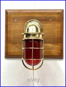 Nautical Vintage Solid Brass Passgeway Wall Light Red/Green Glass 4 Pieces