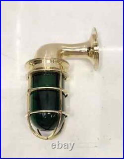 Nautical Vintage Solid Brass Passgeway Wall Light Red/Green Glass 4 Pieces