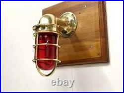 Nautical Vintage Solid Brass Passgeway Wall Light Red/Green Glass 4 Pieces