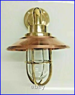 Nautical Vintage Style Alleyway Bulkhead Brass Small New Light With Copper Shade