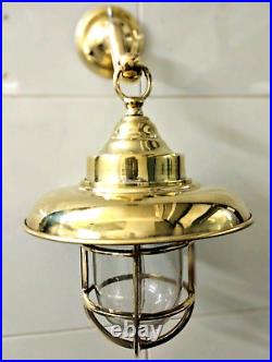 Nautical Vintage Style American Bulkhead Hanging Brass New Light With Shade