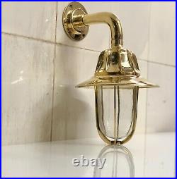 Nautical Vintage Style Bulkhead Alley Way 90° Brass New Light With Shade 1 Pcs