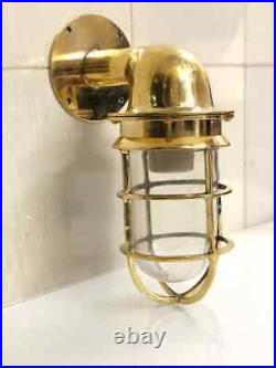 Nautical Vintage Style Bulkhead Alley Way 90° Small Brass New Light 2 Pcs