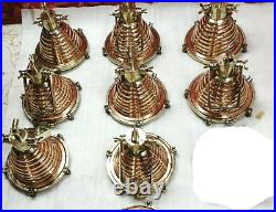 Nautical Vintage Style Cargo Pendent Spot Copper & Brass Ceiling New Light 8 Pc