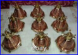Nautical Vintage Style Cargo Pendent Spot Copper & Brass Ceiling New Light 8 Pc