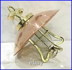 Nautical Vintage Style Hanging Bulkhead Brass & Copper Shade New Light 2 pcs
