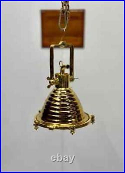 Nautical Vintage Style Marine Brass Hanging Cargo Pendant Spot Light Fixture 1PS