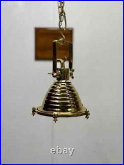 Nautical Vintage Style Marine Brass Hanging Cargo Pendant Spot Light Fixture 1PS