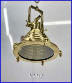 Nautical Vintage Style Marine Brass Hanging Cargo Pendant Spot Light Fixture 1PS