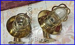 Nautical Vintage Style Passage Way Bulkhead Brass With Shade New Light Set Of 2