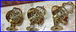 Nautical Vintage Style Passage Way Bulkhead Brass With Shade New Light Set Of 3