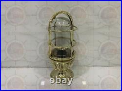 Nautical Vintage Style Post Mounted Bulkhead Light Fixture Brass New 2 Piece