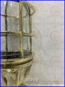 Nautical Vintage Style Post Mounted Bulkhead Light Fixture Brass New 2 Piece