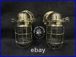 Nautical Vintage Style Solid Brass Wall Décor Bulkhead Light Fixture 2 Pcs