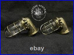 Nautical Vintage Style Solid Brass Wall Décor Bulkhead Light Fixture 2 Pcs