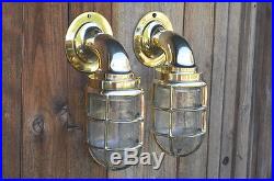 Nautical Wall Light Vintage Retro Cage Bulkhead Old Brass Ship Lamp industrial