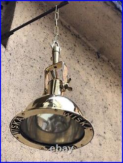 Nautical Wiska Marne Vintage Replica Brass Metal Ceiling Pendant Light Fixture