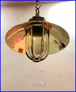 Nautical vintage style brass hanging cargo bulkhead light with shade 1pcs
