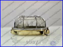 New Aluminum Cage Brass Vintage Nautical Wall Marine Passage Oval Light Lot of 2