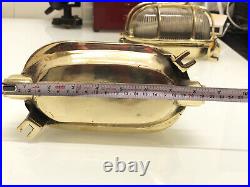 New Aluminum Cage Brass Vintage Nautical Wall Marine Passage Oval Light Lot of 2