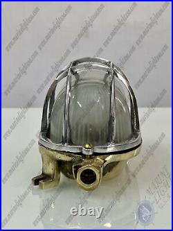 New Aluminum Cage Brass Vintage Nautical Wall Marine White Glass Light Lot of 5
