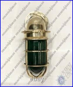 New Marine Ship Vintage Brass Wall Swan Green Glass Nautical Light 1 pcs