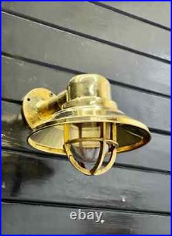 New Nautical Authentic Vintage Passageway Brass Wall Mount Light With Shade Cap