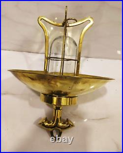 New Nautical Vintage Style Hanging Brass Bulkhead Ship Light & Shade Lot of 2