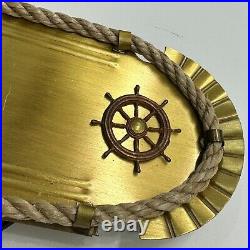 New Old Stock Vintage Nautical Rope Ship's Wheel Brass Wall Sconces Yacht Boat