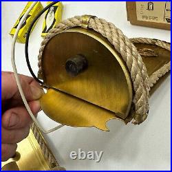 New Old Stock Vintage Nautical Rope Ship's Wheel Brass Wall Sconces Yacht Boat