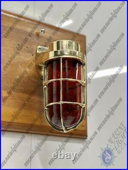 New Vintage Style Marine Ship Antique Solid Brass Red Glass Swan Light